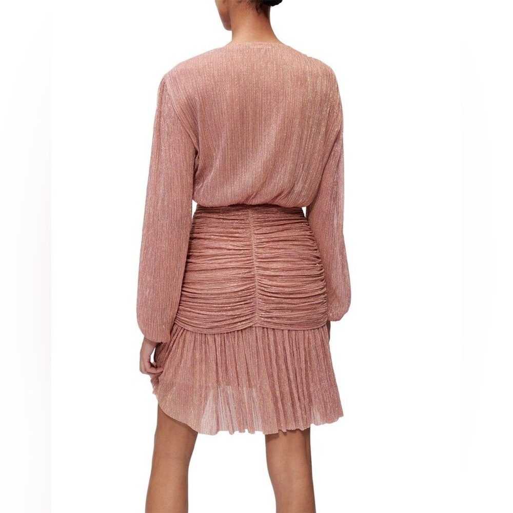 Maje Rosina Lamé Ruched Dress Barbie Wedding Events Size 34 NWT - Picture 10 of 15